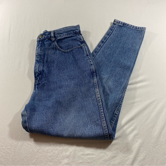 Bill Blass Jeans Woman’s 10 High Rise Vintage Tapered leg Blue Denim Jeans Zip - Picture 2 of 11